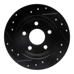 Ford Taurus Brake Rotor (1) - Rear Right - R1 Concepts - Drilled & Slotted - Black - `93-`05